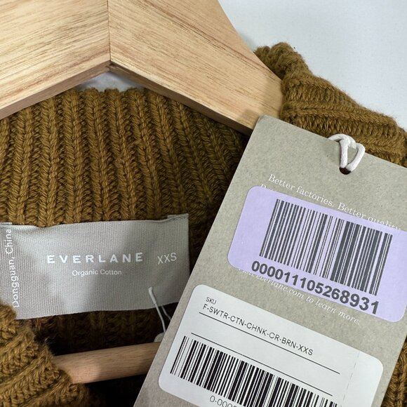 Everlane Organic Cotton Crewneck Chunky Knit Sweater Brown XXS - Picture 7 of 7